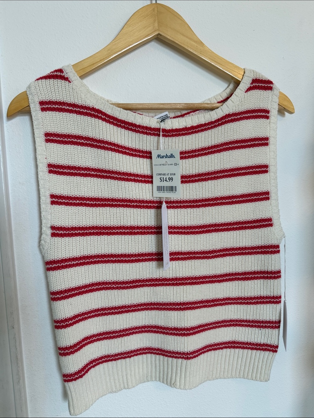 Marshalls Cream and Red Striped Knit Tank